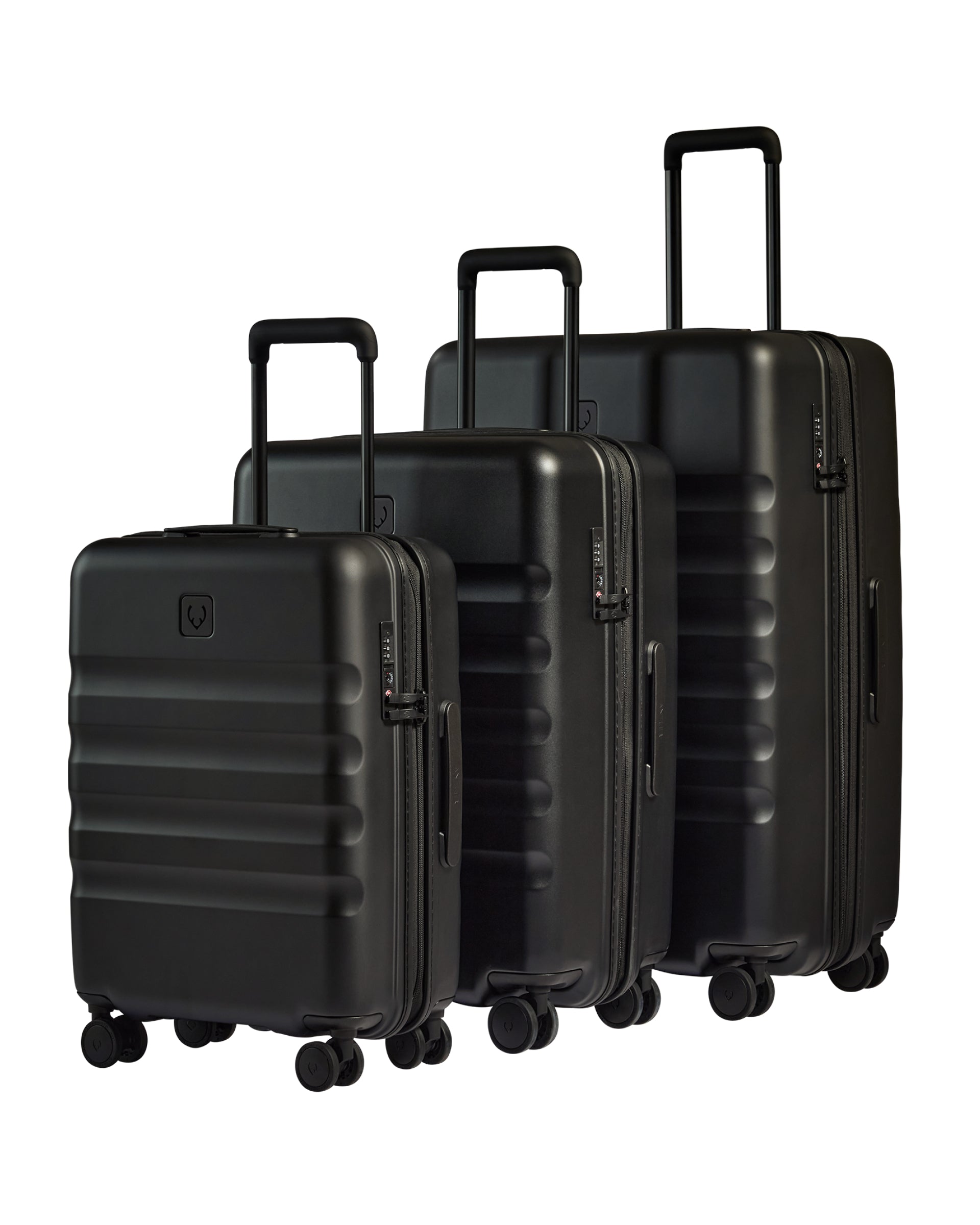 View Antler Icon Stripe Suitcase Set In Black information