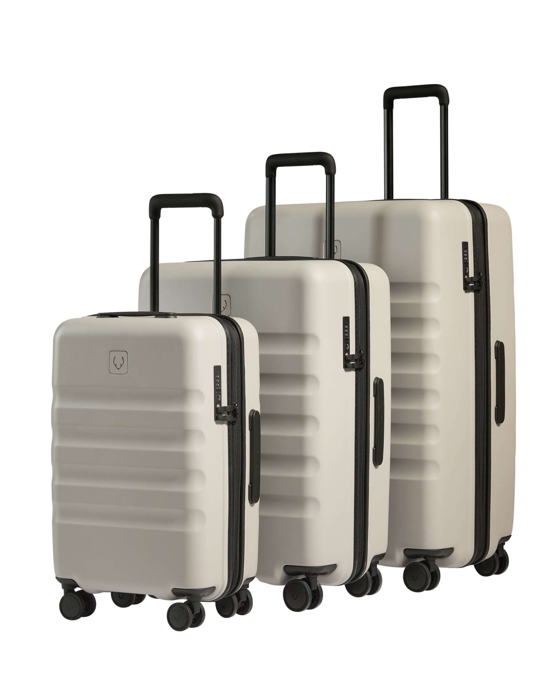 View Antler Icon Stripe Suitcase Set With Expander Cabin Suitcase In Taupe information