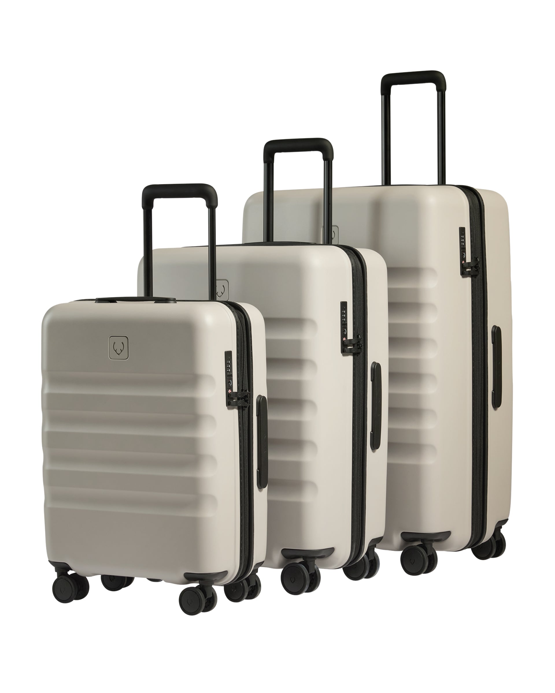 View Antler Icon Stripe Suitcase Set In Taupe information