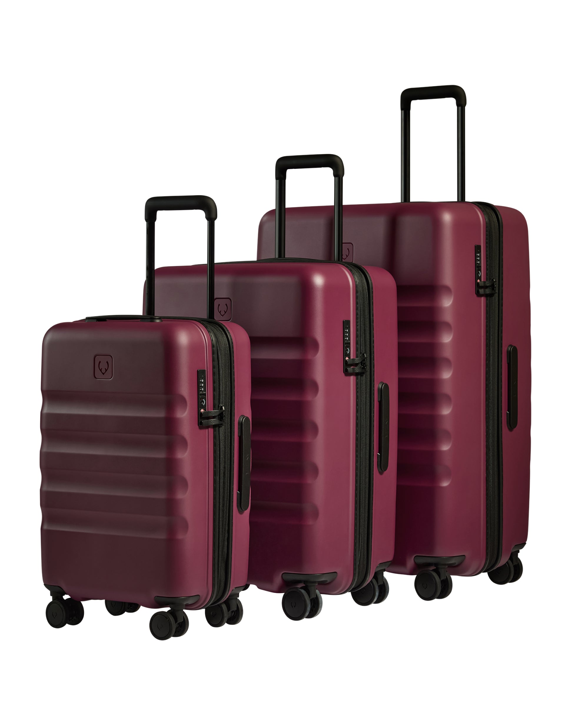 View Antler Icon Stripe Suitcase Set With Expander Cabin Suitcase In Heather Purple information