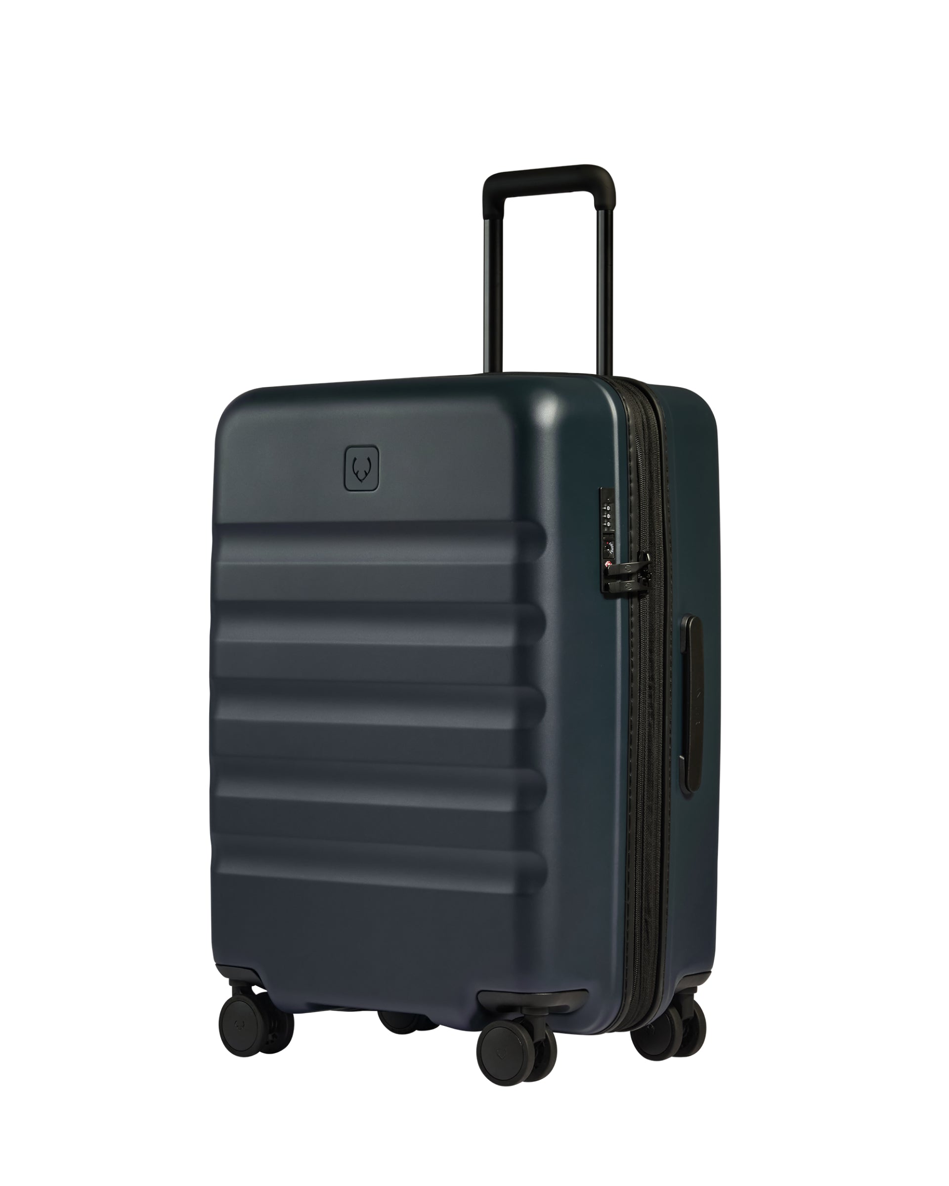 View Antler Icon Stripe Medium Suitcase In Navy Indigo Blue Size 455cm x 66cm x 30cm information