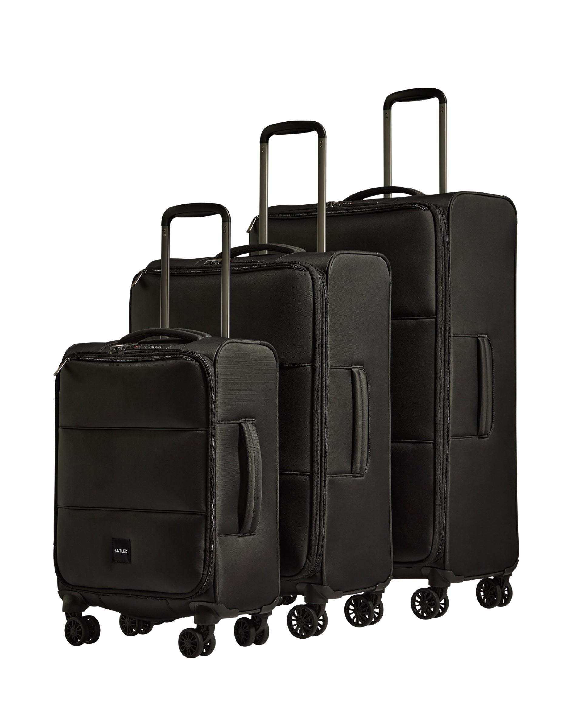 View Antler Soft Stripe Suitcase Set In Black information