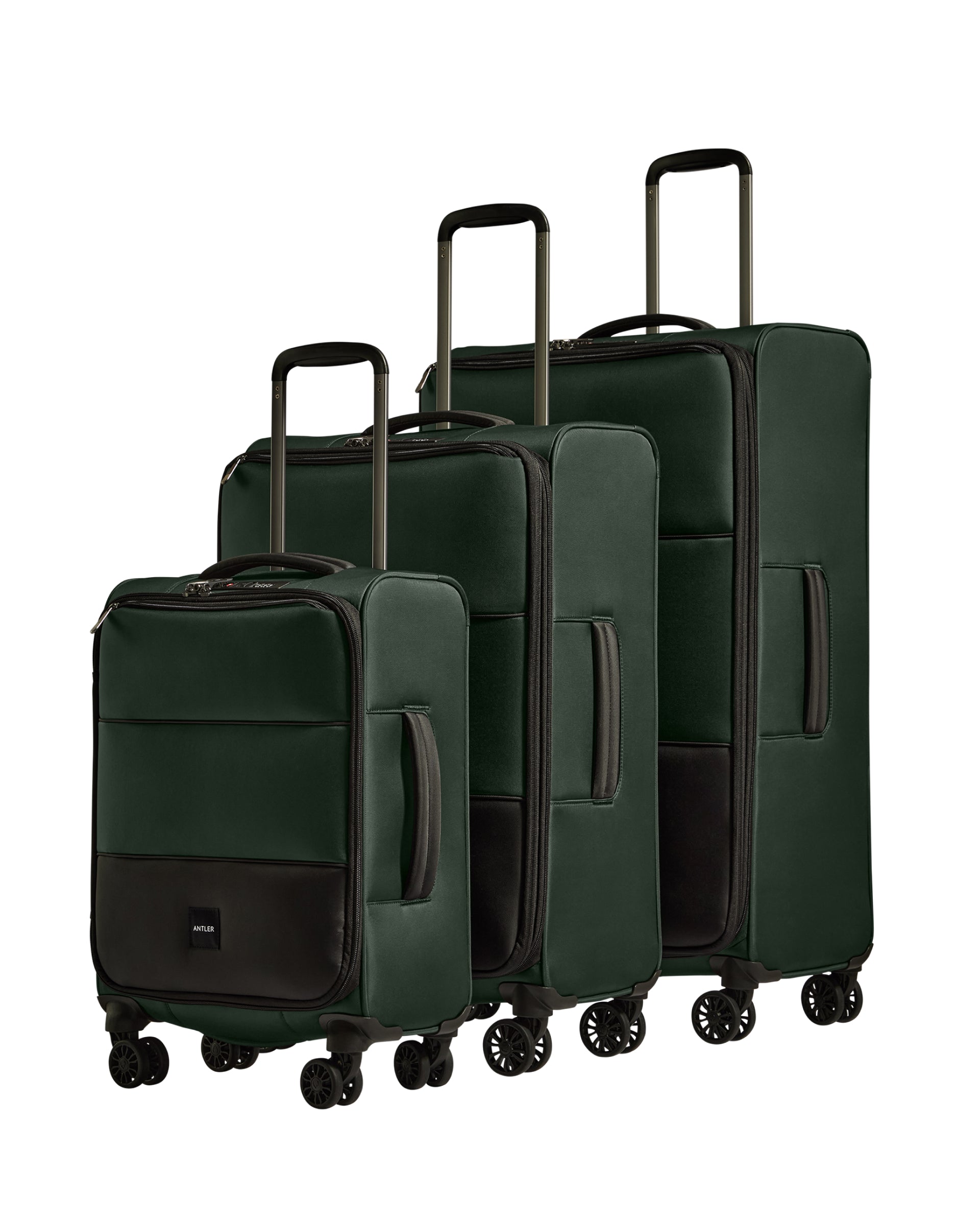 View Soft Stripe Suitcase Set In Antler Green information