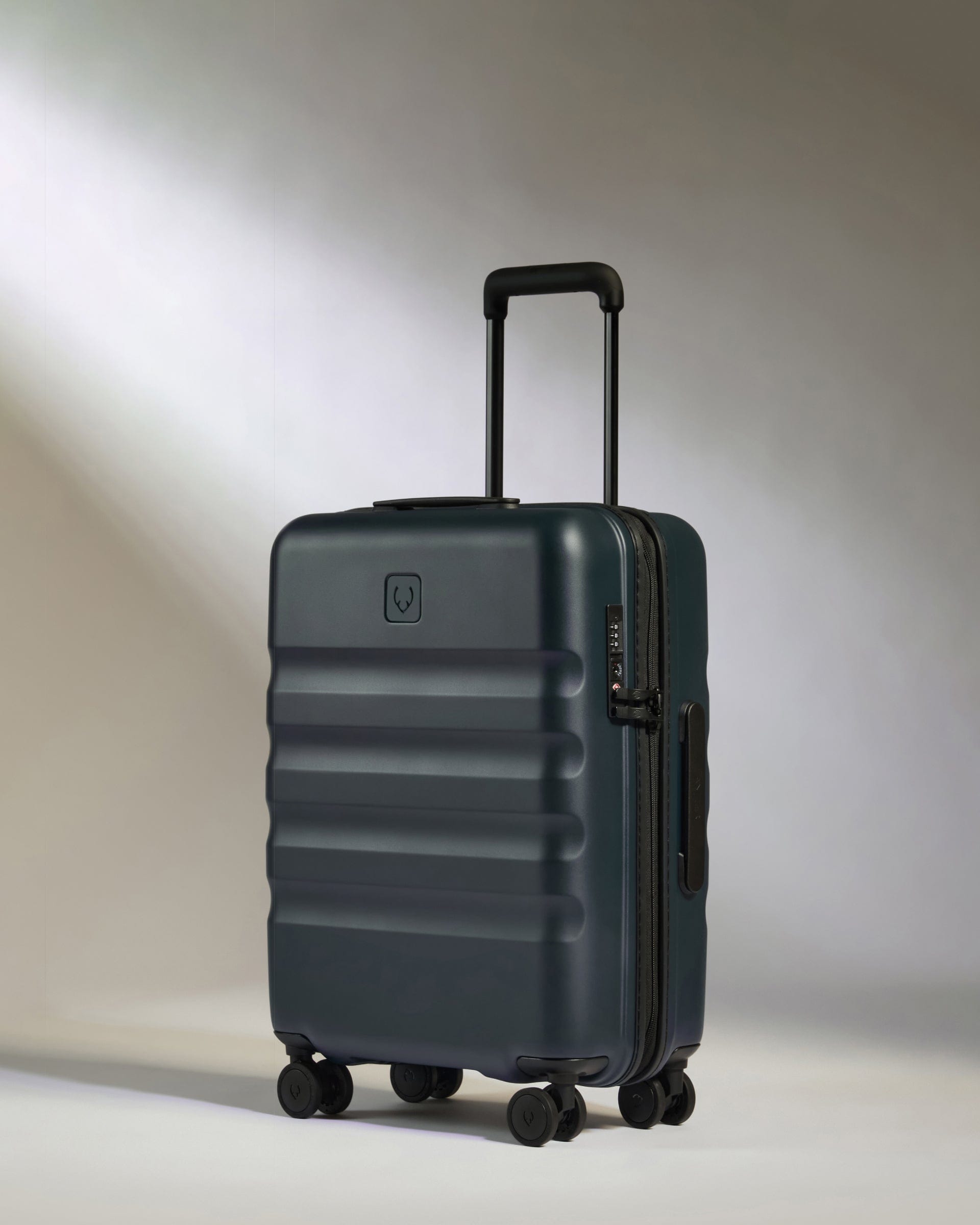 View Antler Icon Stripe Cabin Suitcase In Indigo Blue Size 20cm x 55cm x 40cm information
