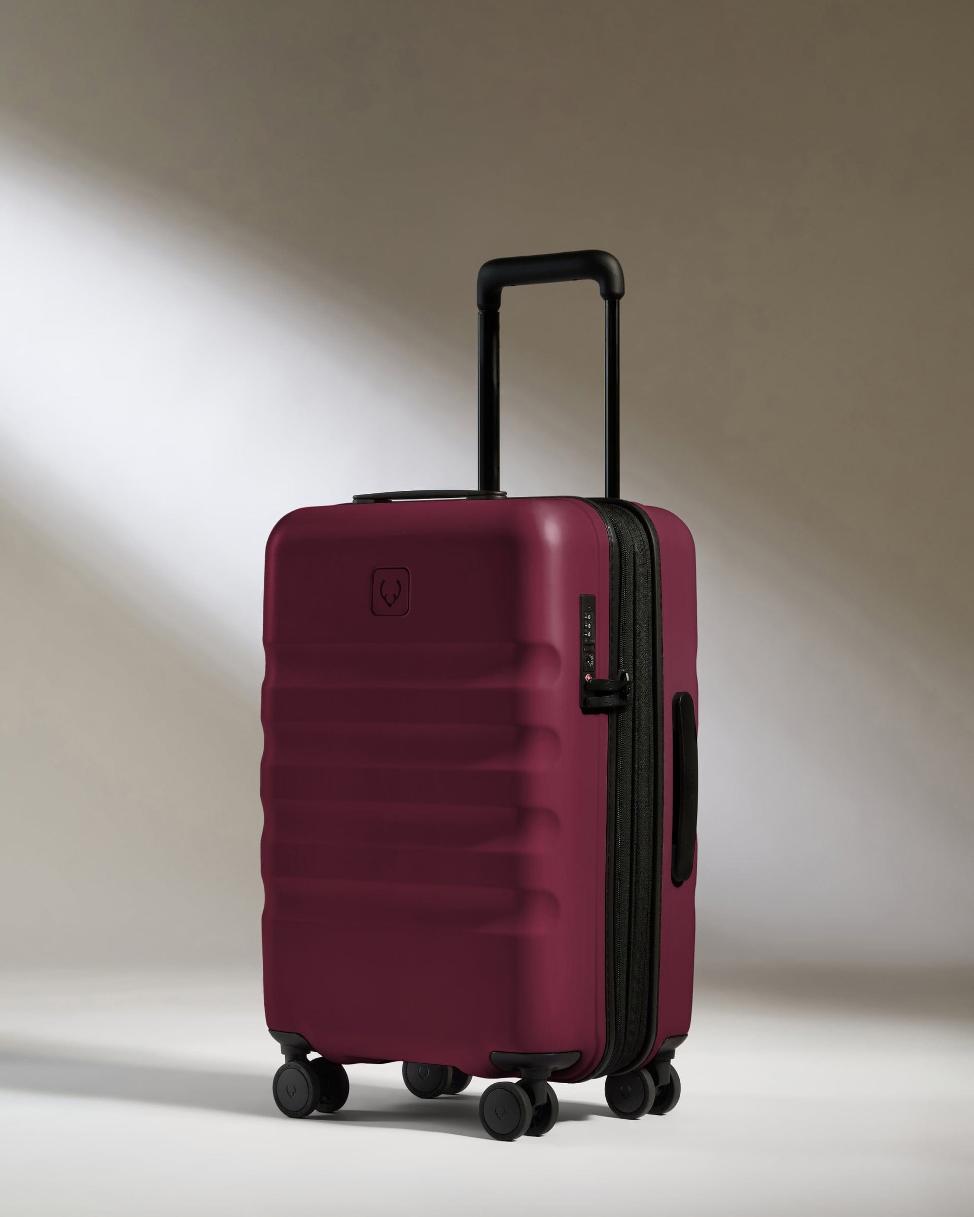 View Antler Icon Stripe Cabin Suitcase With Expander In Heather Purple Size 23cm x 55cm x 36cm information