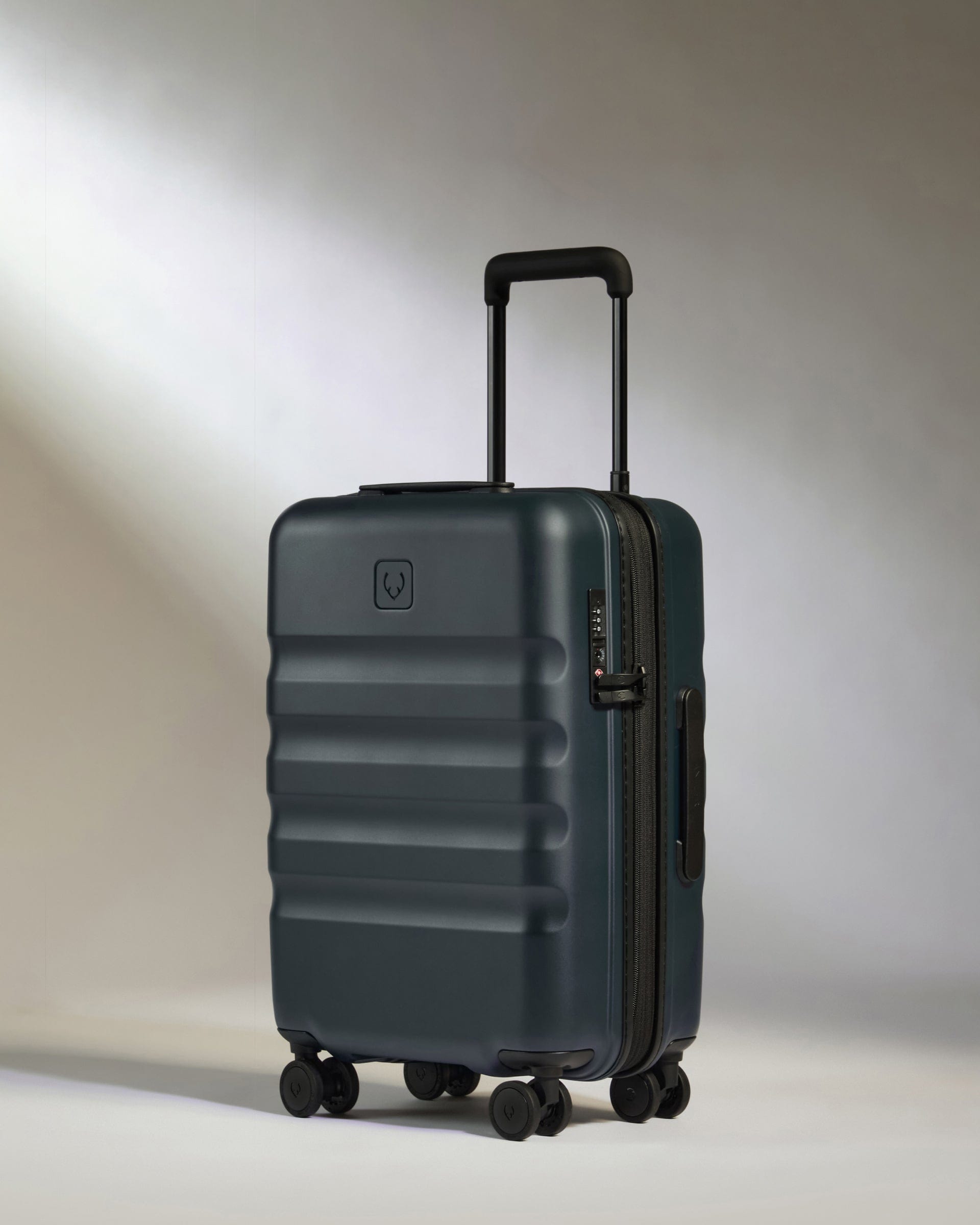View Antler Icon Stripe Cabin Suitcase With Expander In Indigo Blue Size 23cm x 55cm x 36cm information