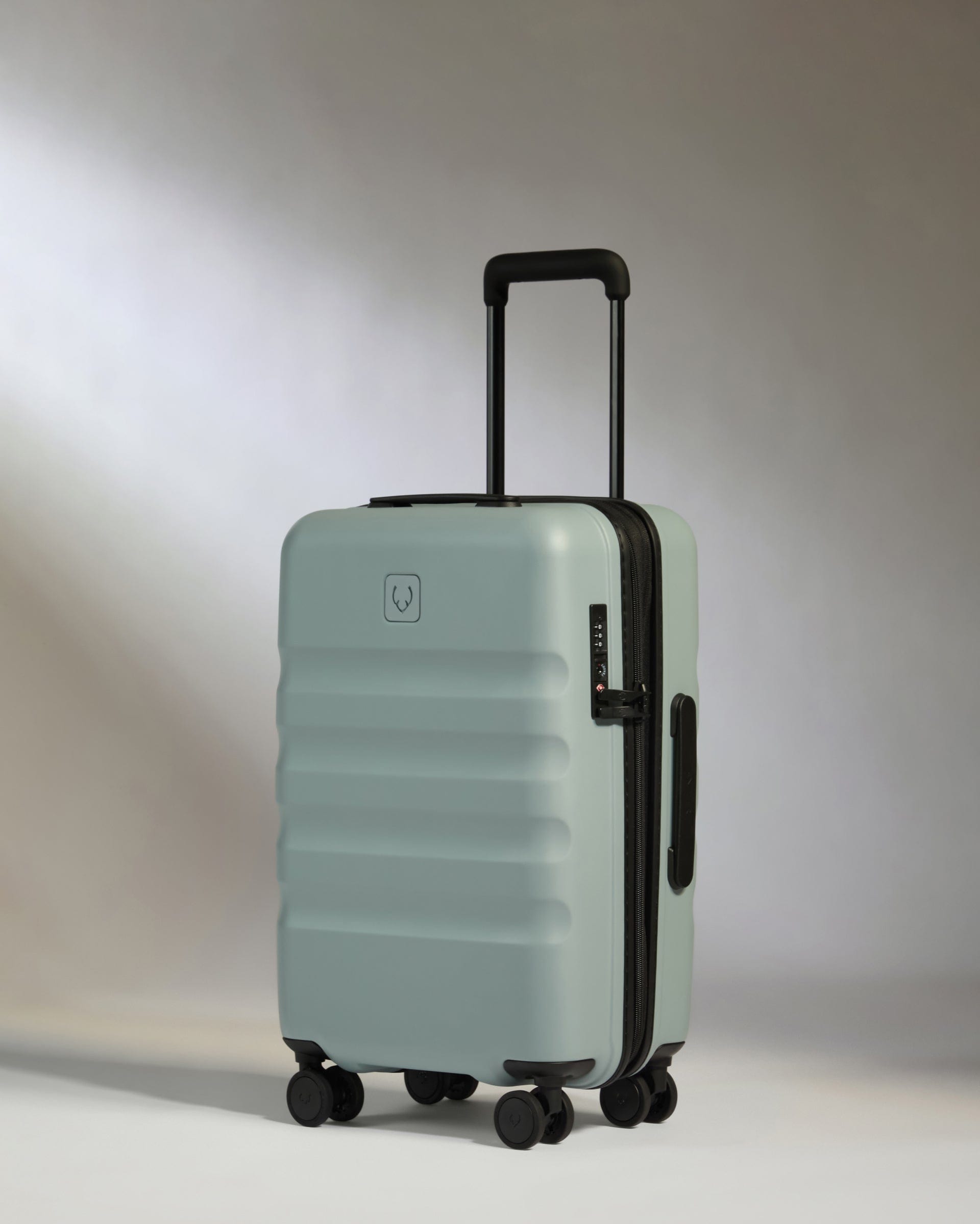 View Antler Icon Stripe Cabin Suitcase With Expander In Mist Blue Size 23cm x 55cm x 36cm information