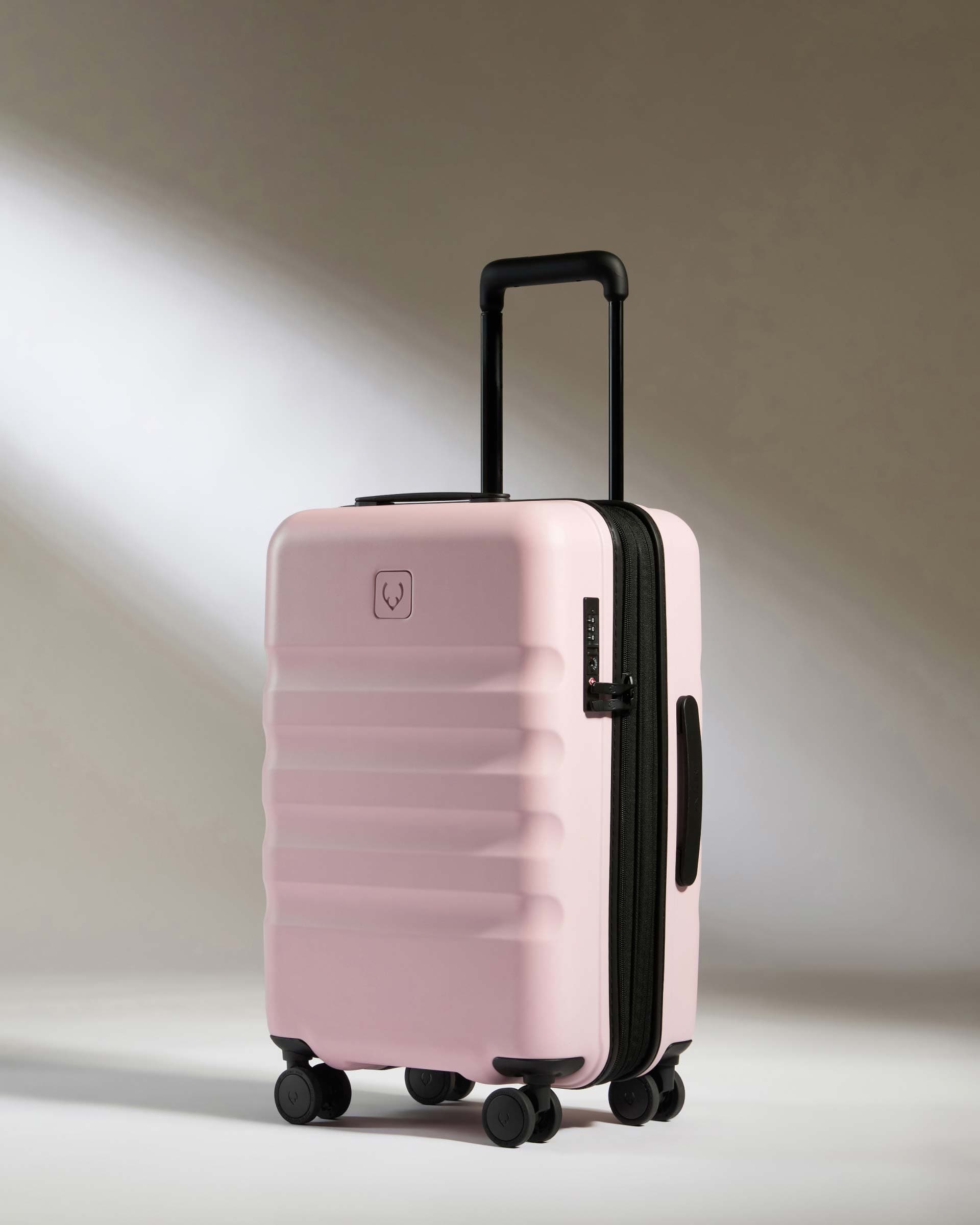 View Antler Icon Stripe Cabin Suitcase With Expander In Moorland Pink Size 23cm x 55cm x 36cm information