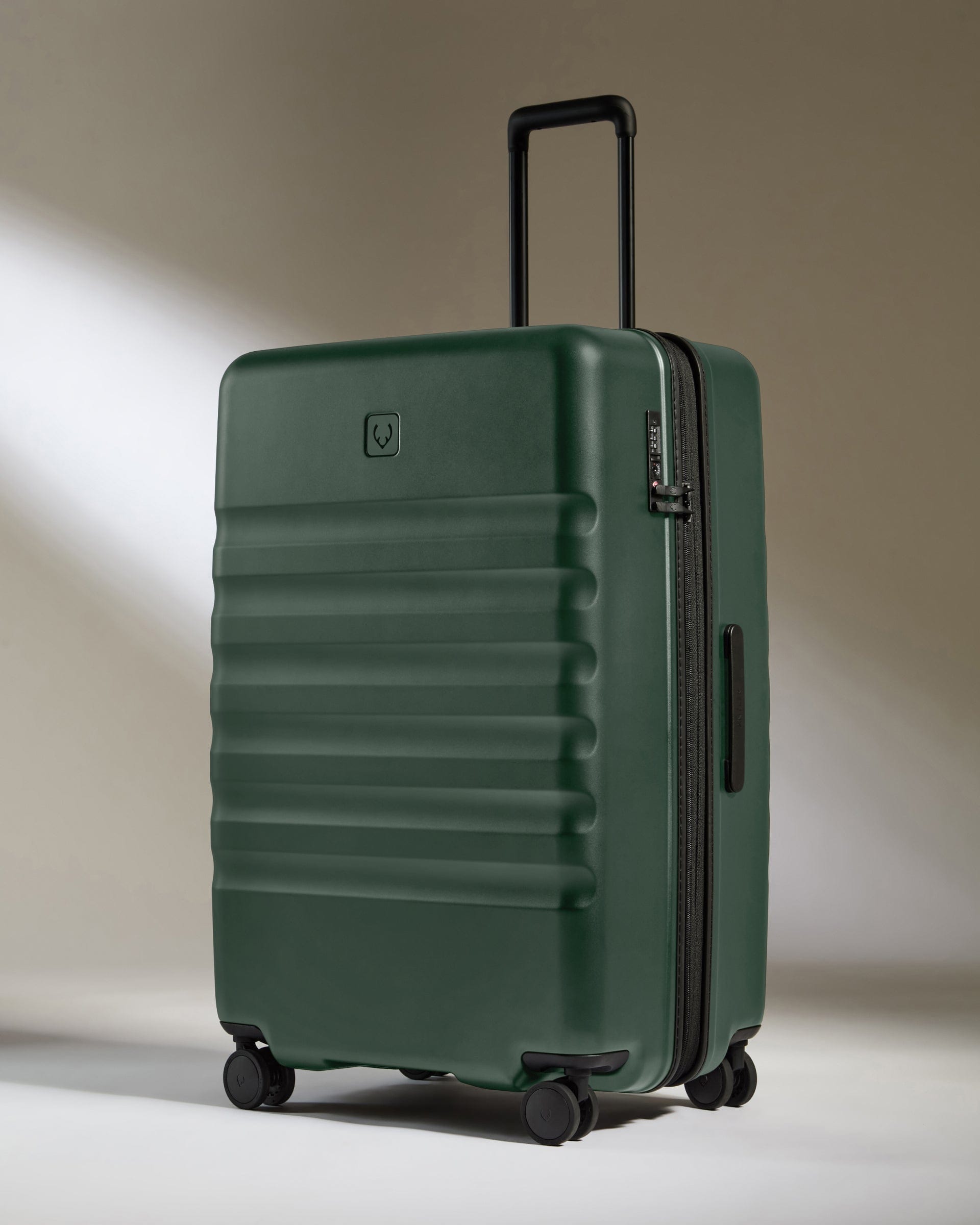 View Icon Stripe Large Suitcase In Antler Green Size 336cm x 78cm x 517cm information