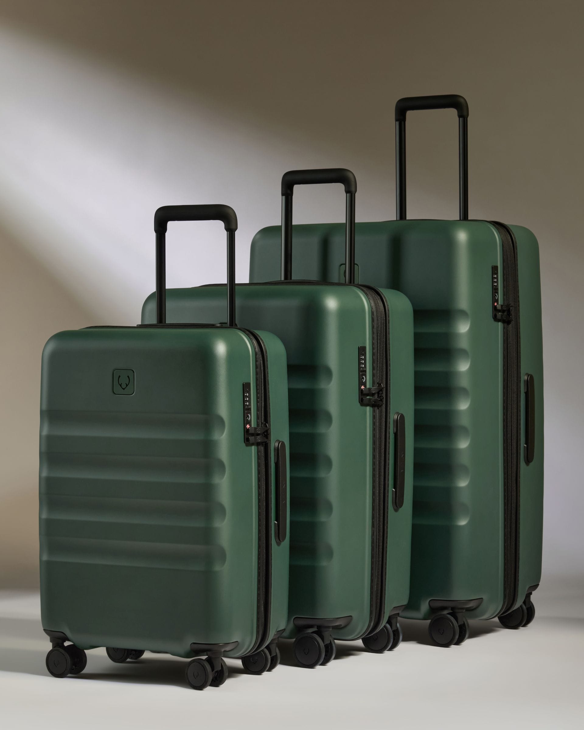 View Icon Stripe Suitcase Set With Biggest Cabin Suitcase In Antler Green information