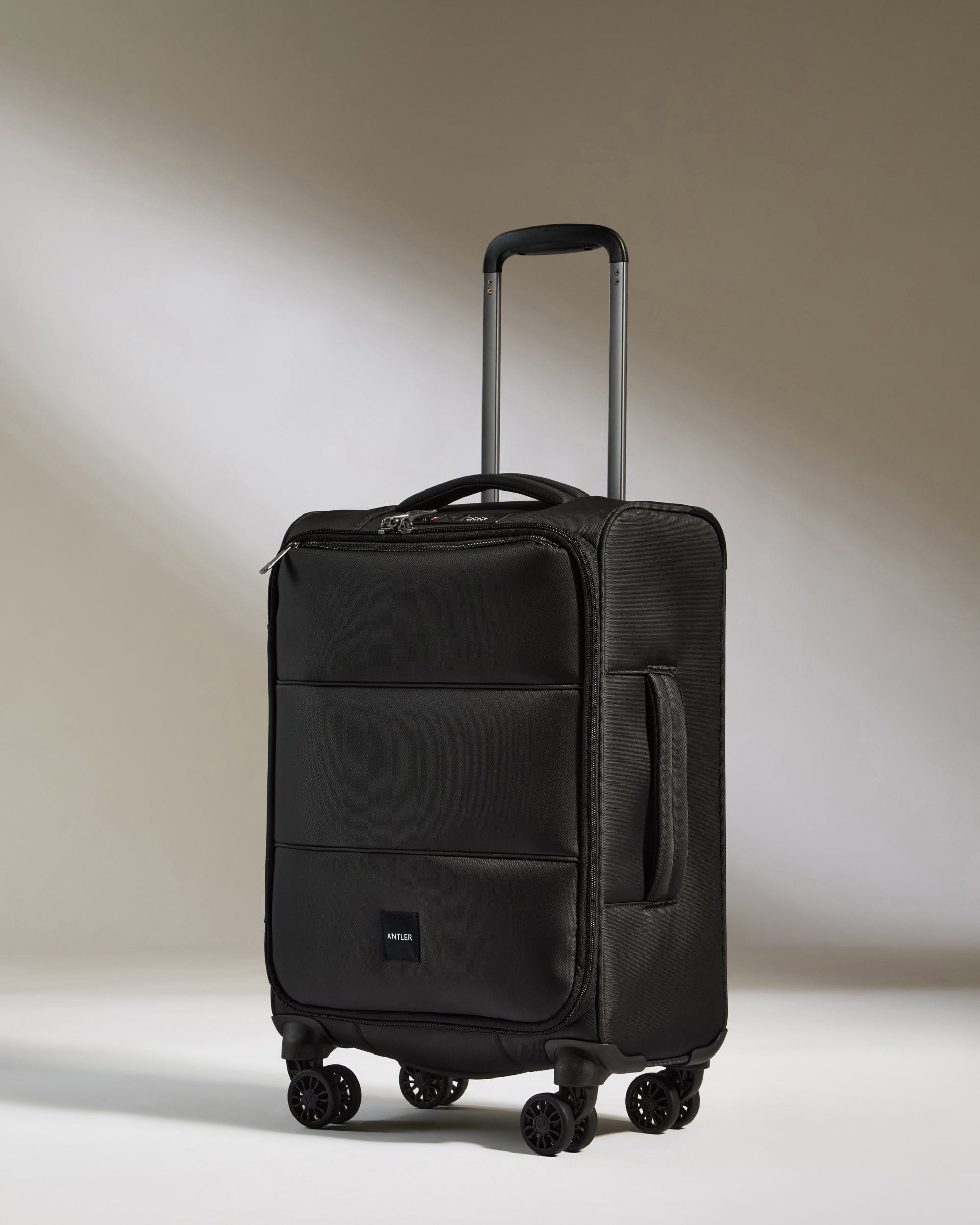 View Antler Soft Stripe Cabin Suitcase In Black Size 20cm x 55cm x 35cm information