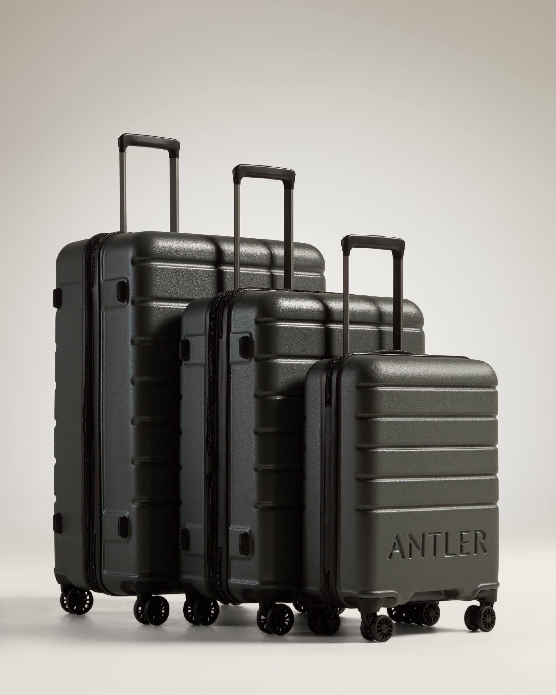 View Antler Logo Suitcase Set In Moss Grey information