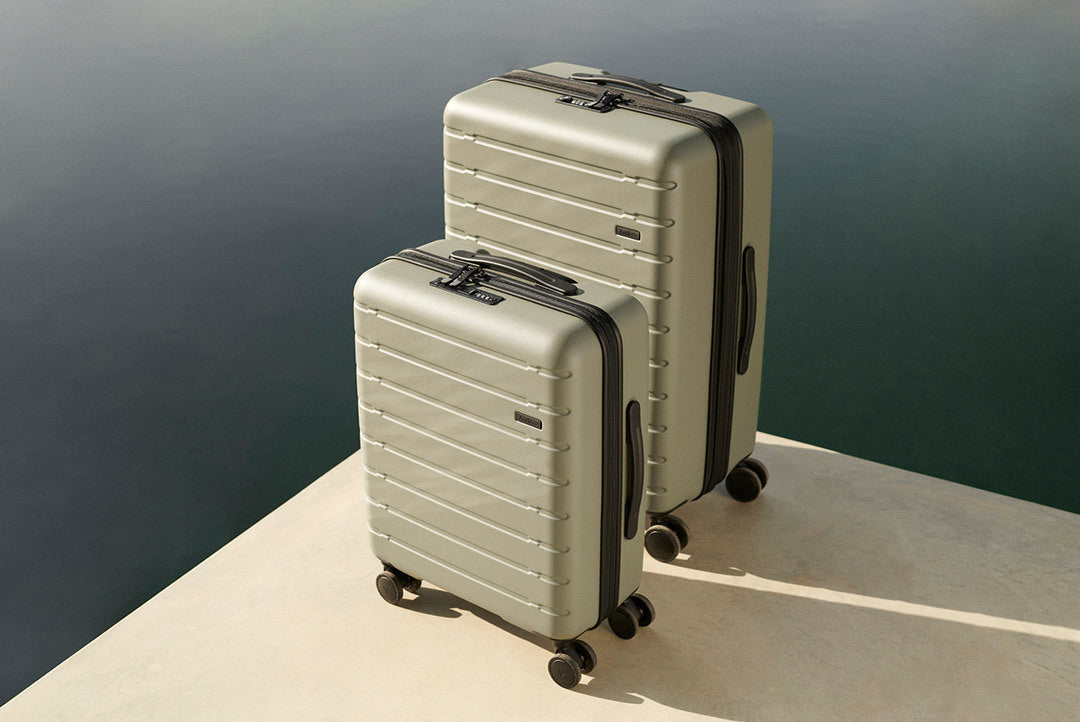 Antler Stamford hard-shell suitcases in khaki green 