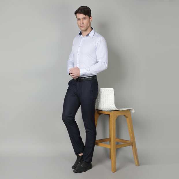 Callino London Men's White Printed Smart Fit Formal Supima Cotton Shirt