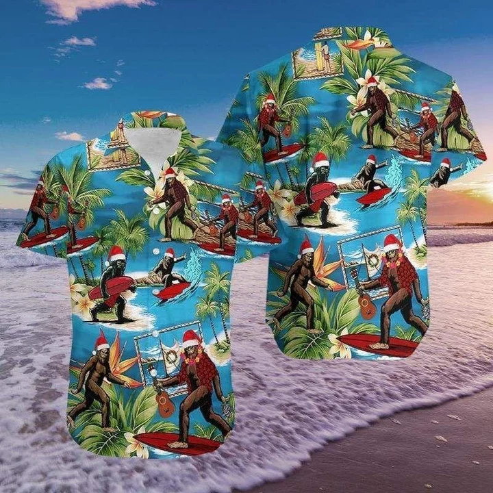 Awesome Christmas Santa Bigfoot Hawaii Shirt Ha45366