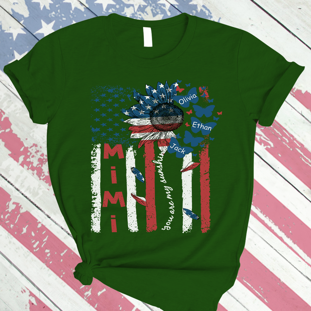 Download Nana flag Flower Butterfly USA with grandkids T Shirt ...