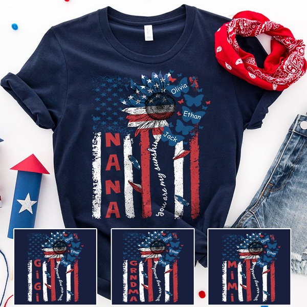 Download Nana flag Flower Butterfly USA with grandkids T Shirt ...