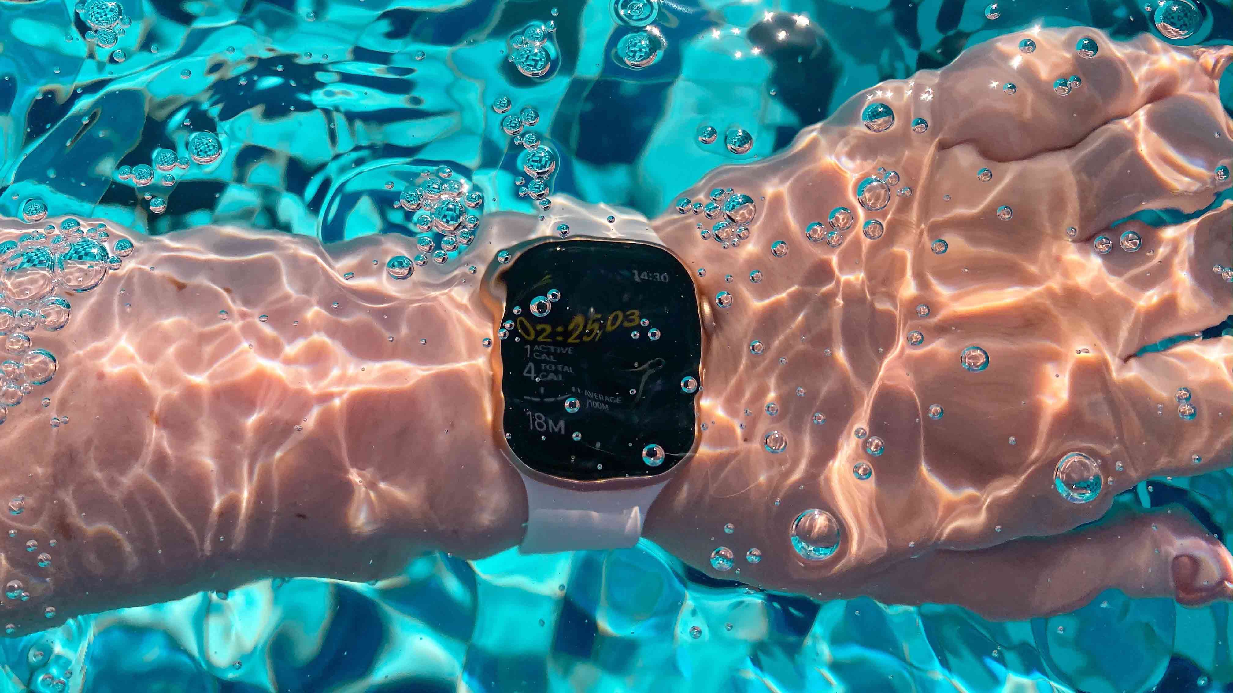 Apple watch submerged in water