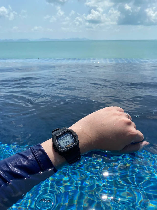 Swimming with waterproof g-shock watch