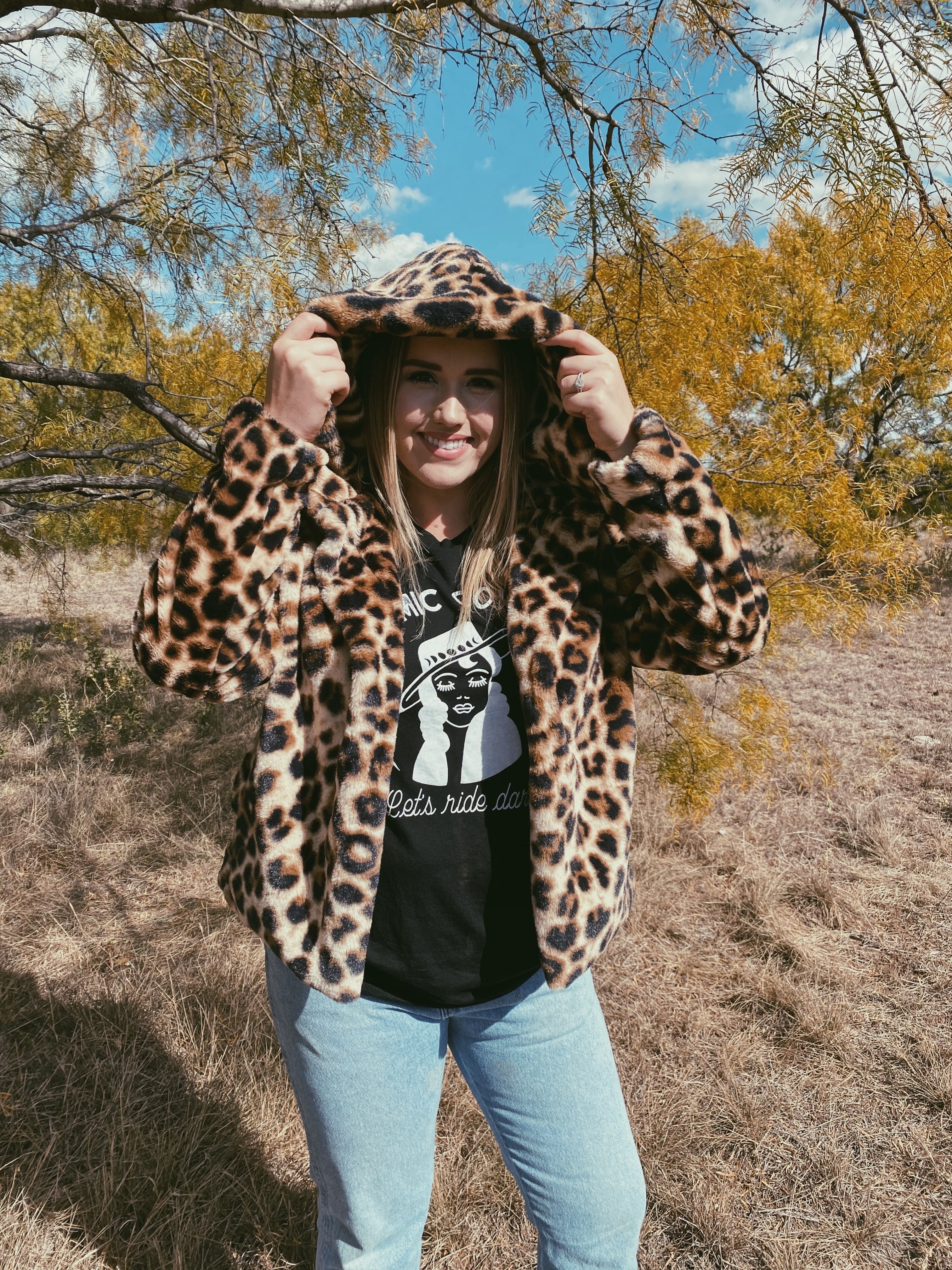 Fuzzy Leopard Hooded Jacket