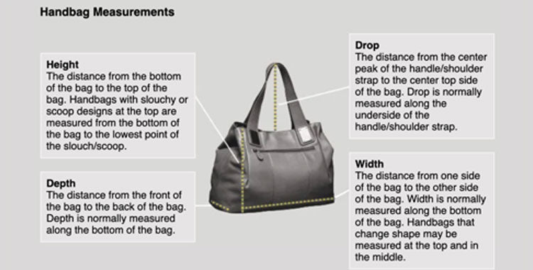 handbag measurments