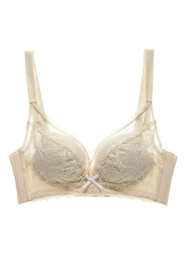 Front Open Bra Non-Padded Non-Wired - Beige - Clothonics