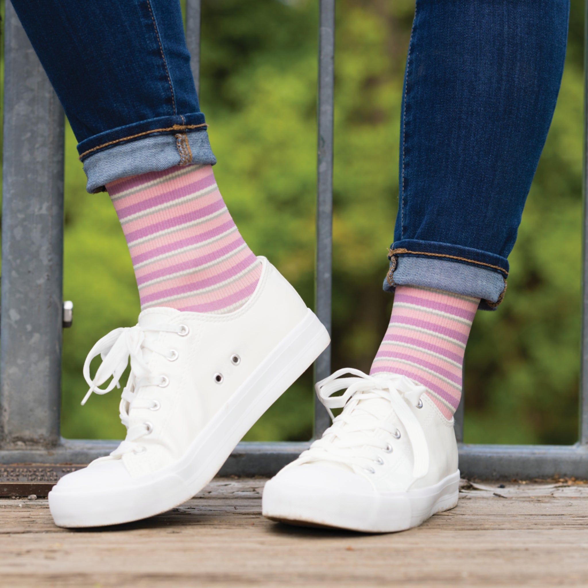 Rejuva Pink Stripe Compression Socks