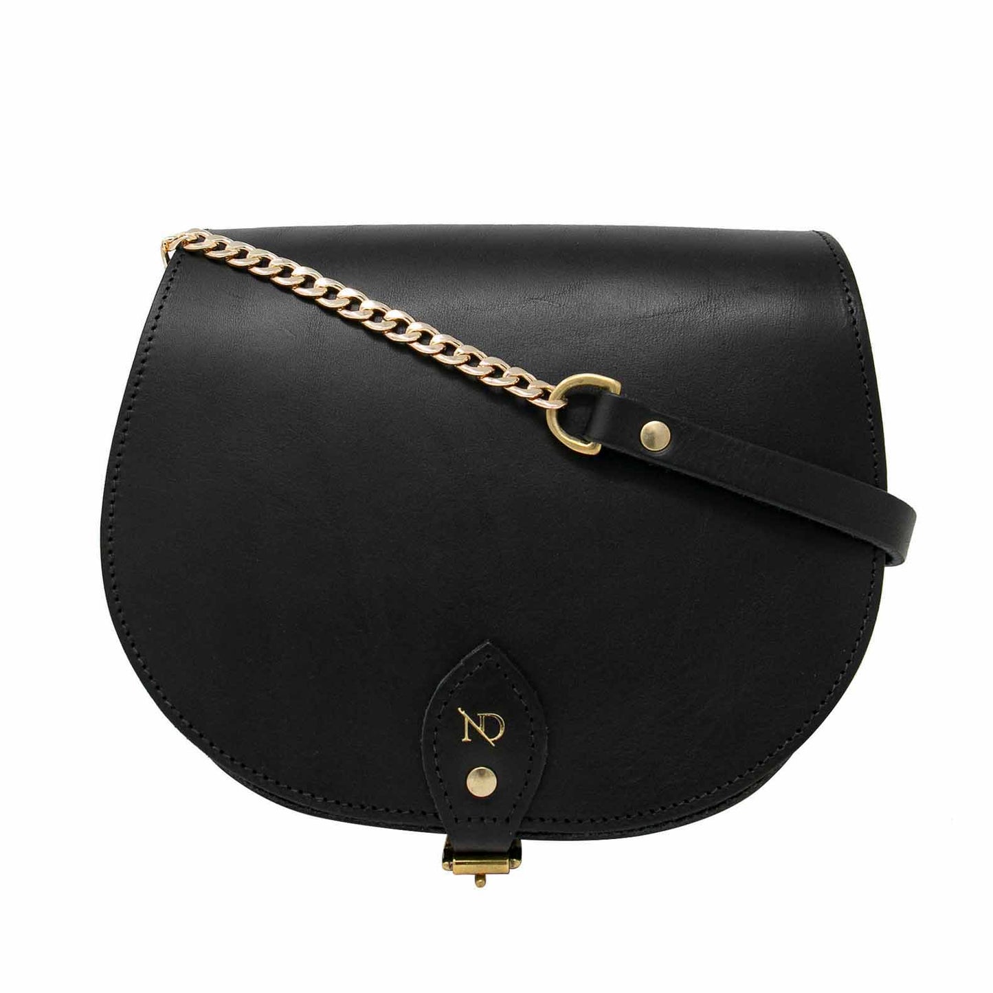 black leather saddlebag handbag