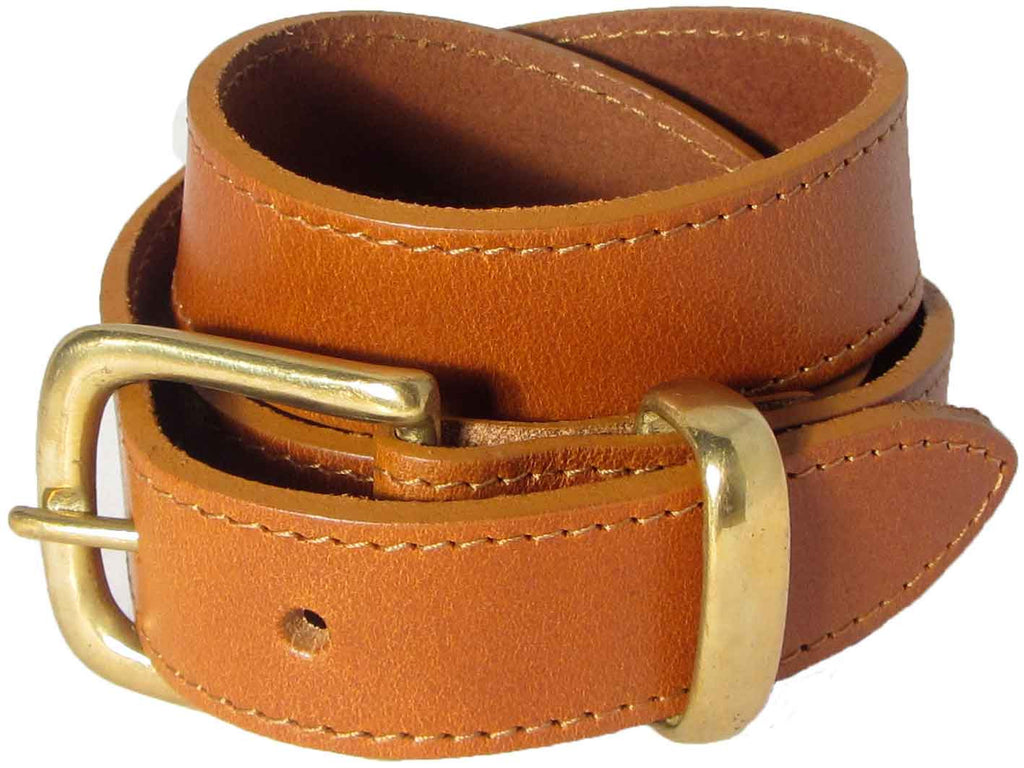 mens brown leather belt with gold buckle