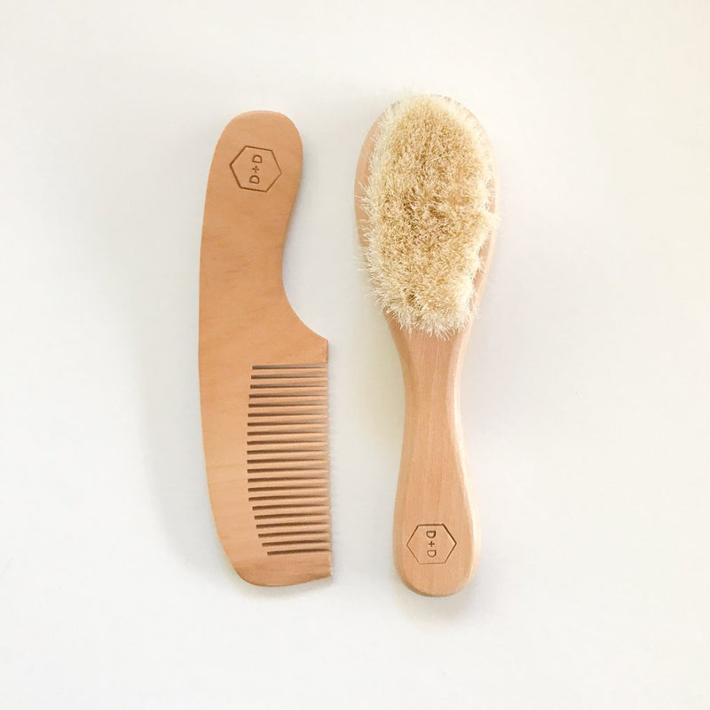 Wood Brush And Comb Set