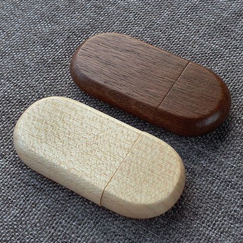 Maple and walnut wooden oval USB.