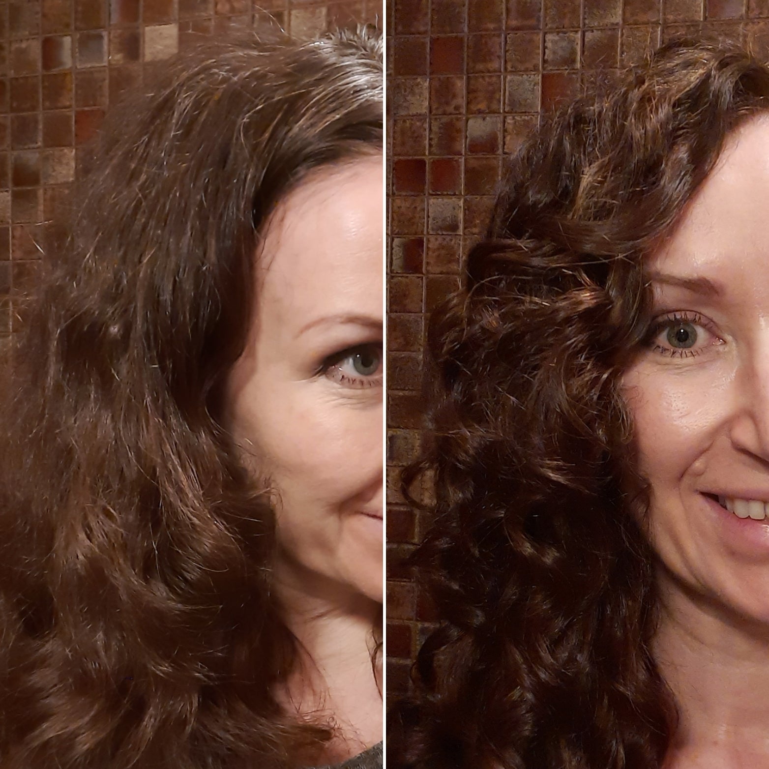 Before After - curly hair before and after dyeing