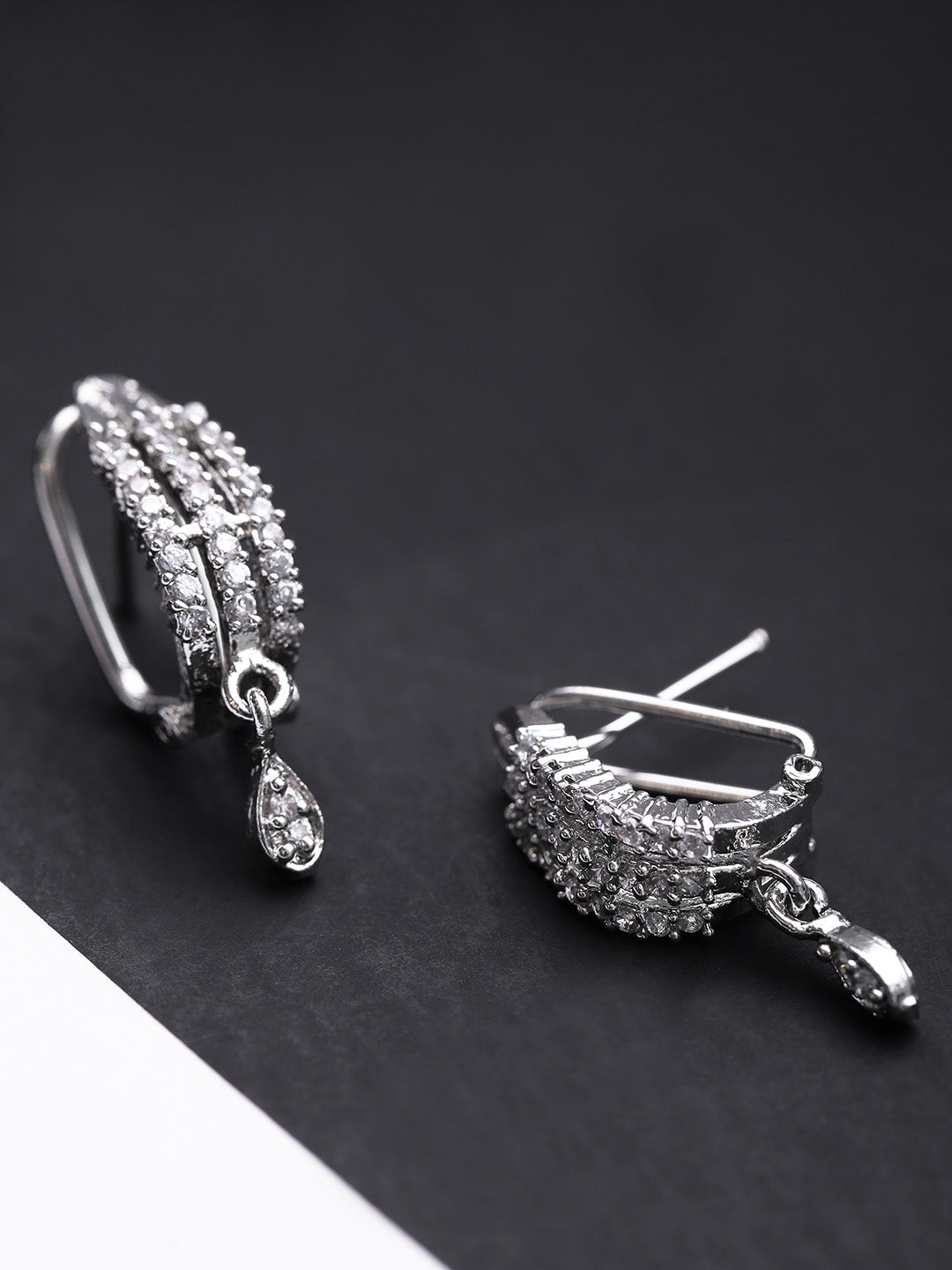 silver american diamond earrings