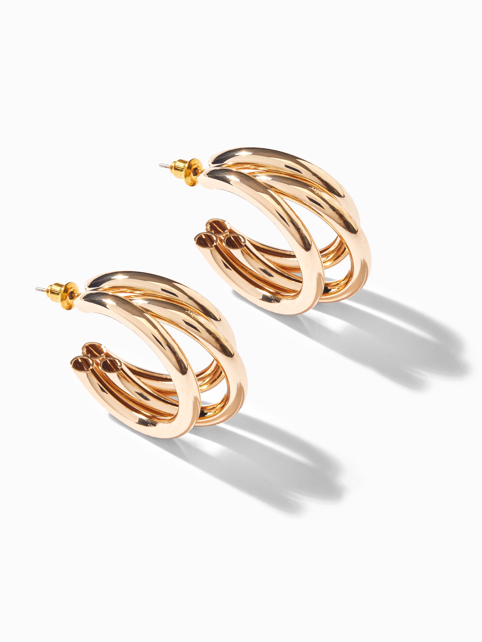 

Gold Double Circle Earrings, Yellow