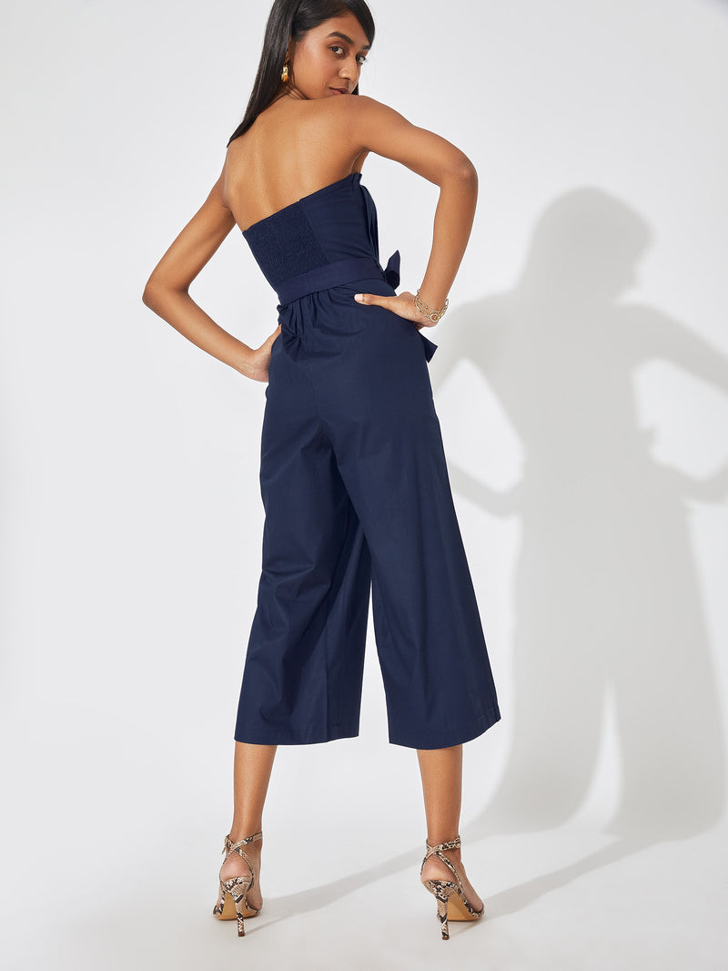 navy peplum jumpsuit