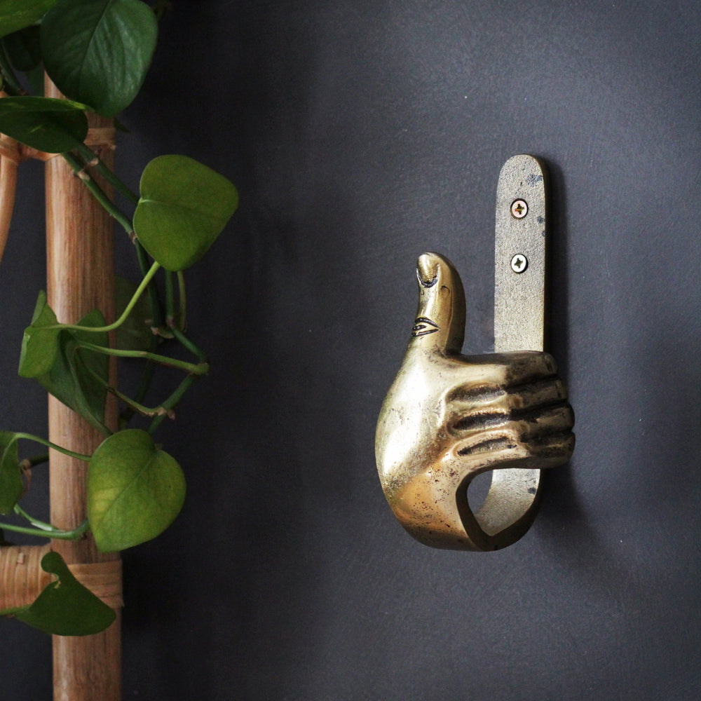Gold Ring Finger Wall Mounted Hook