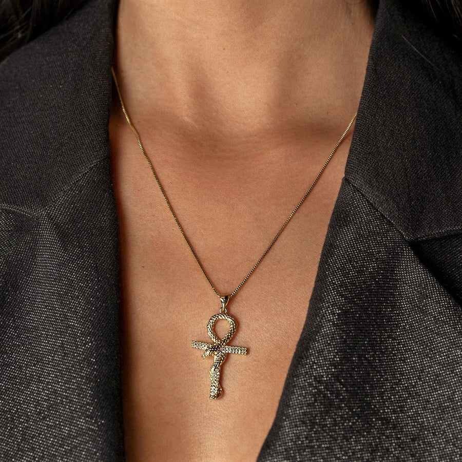 ankh necklace rose gold