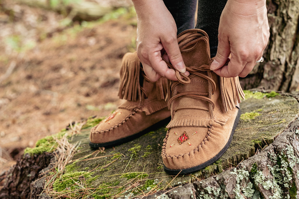 ankle boot moccasins with fringe