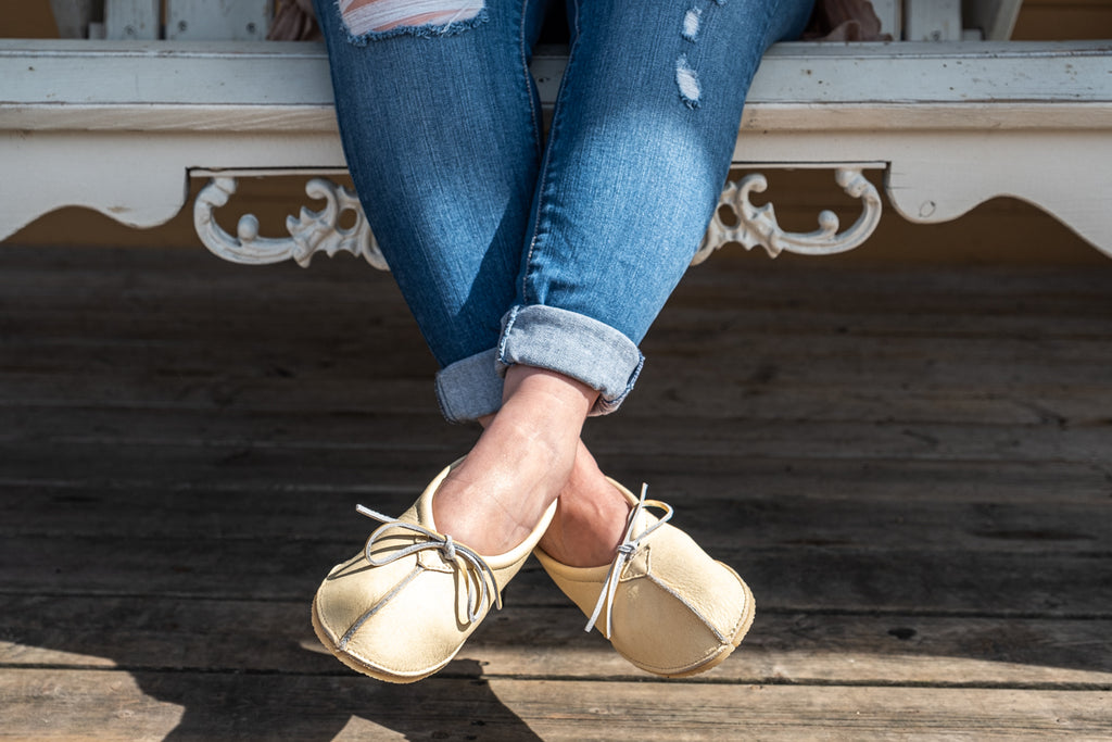 Ballet Moccasins for outdoors with crepe rubber sole