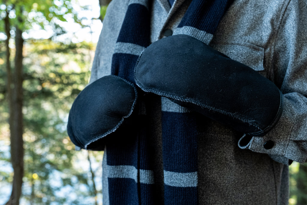 stylish men's winter sheepskin mittens