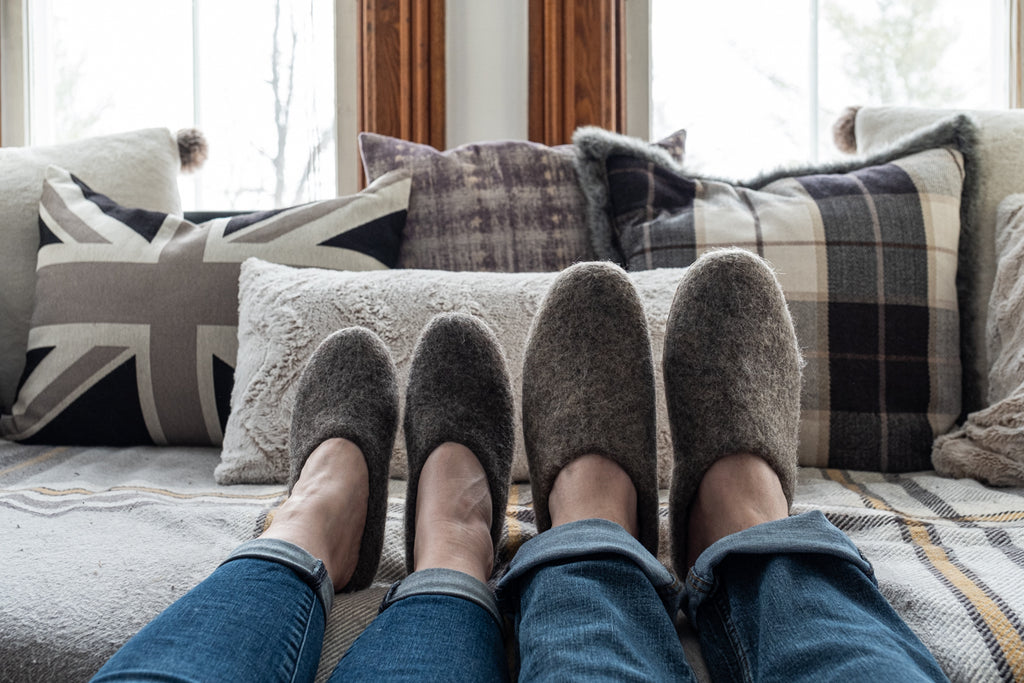 His & Hers Felted wool house shoes