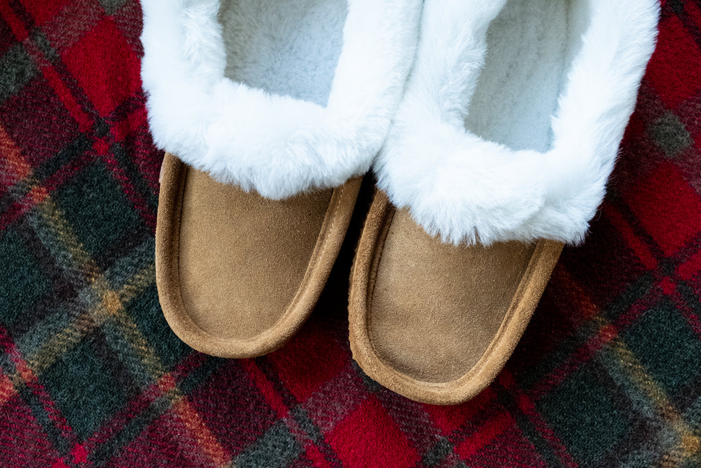 Warm and comfy sheepskin lined Laurentian Chief moccasins for men