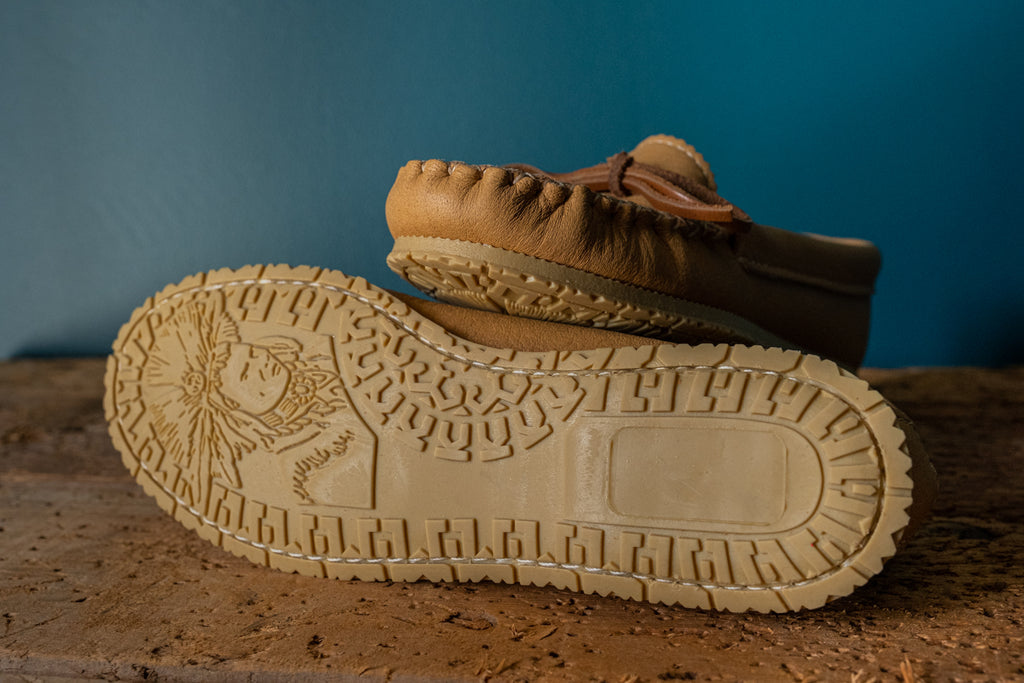 Durable rubber camping sole with Indigenous Indian chief pattern