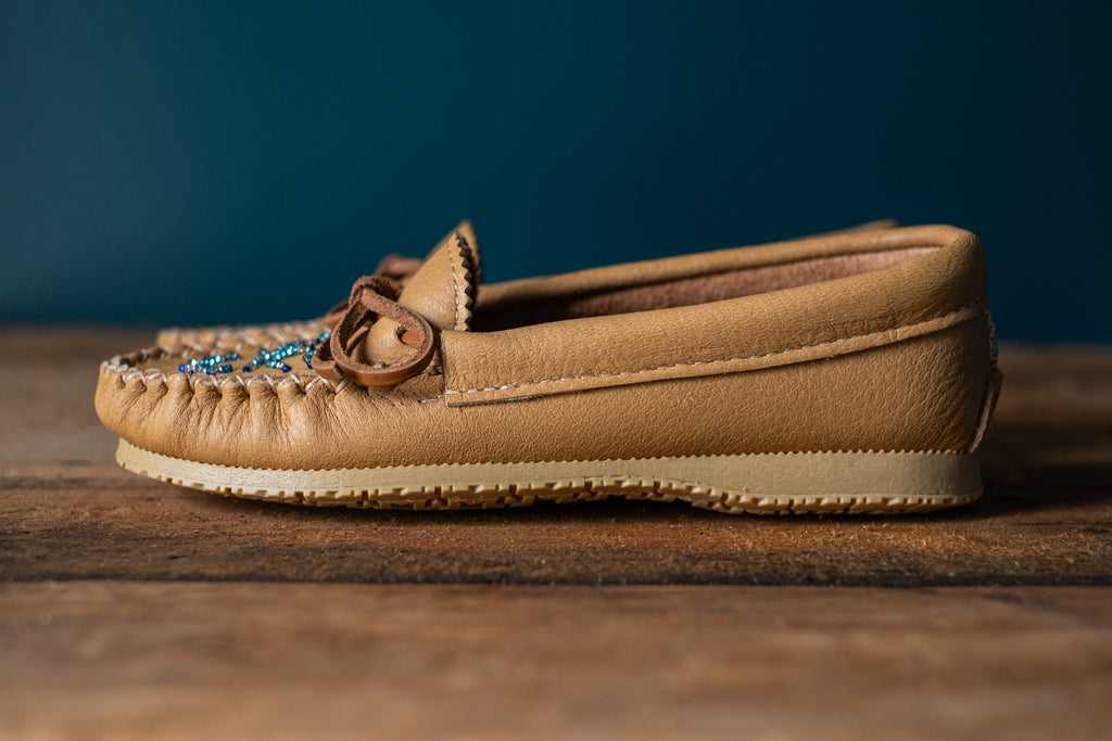 Authentic moose hide beaded moccasins