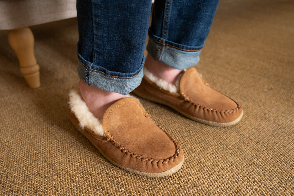 Alfred Cloutier’s ZeroStress® Suede and Sheepskin Slippers