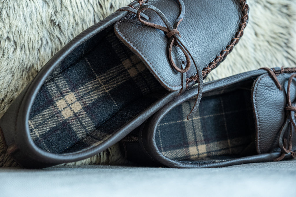 Canada has strong influences of Scottish heritage, as evidenced by Alfred Cloutier’s Tartan-Lined Slippers for men