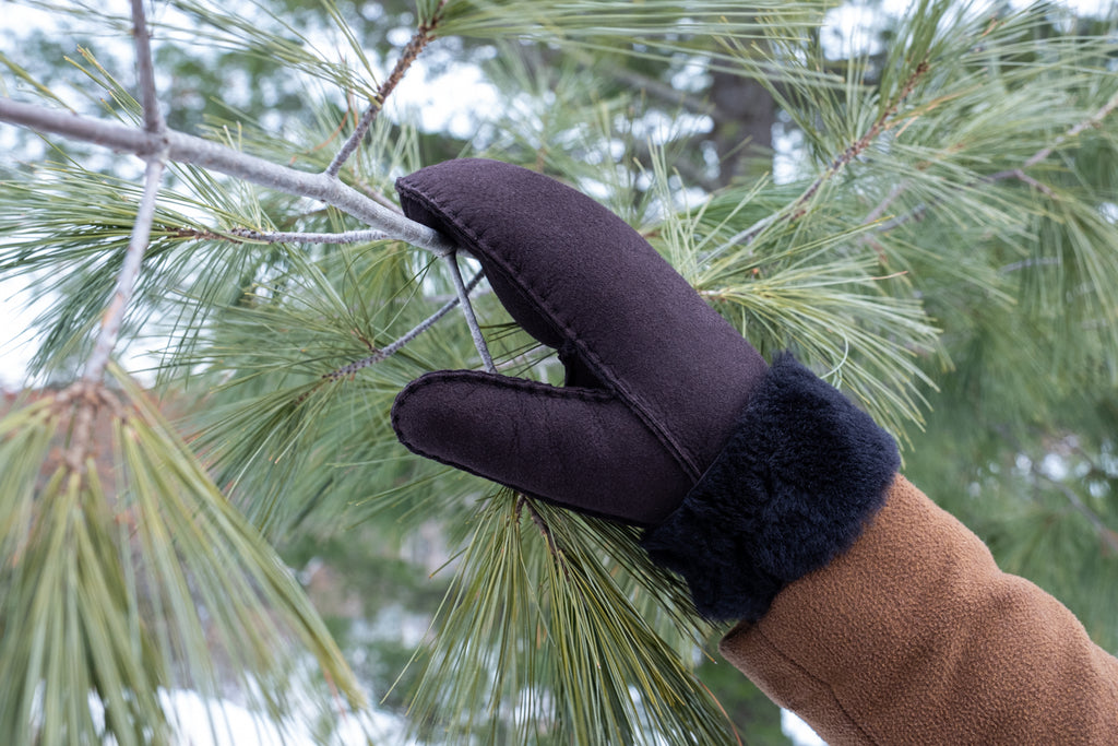 Luxurious chic quality sheepskin winter mittens