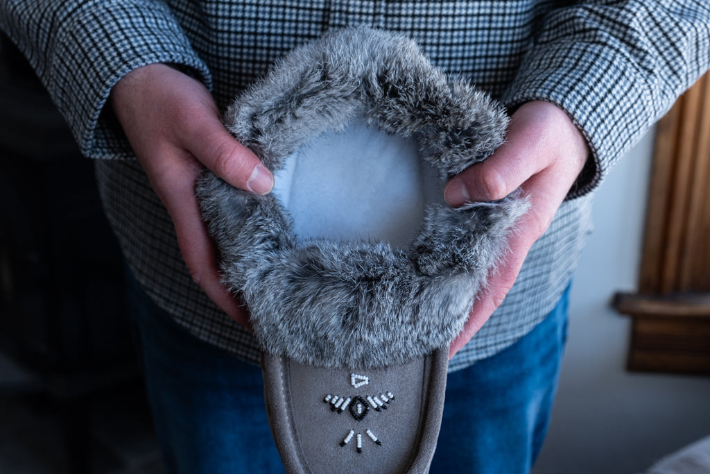 Warm Lining in a pair of Canadian made moccasins