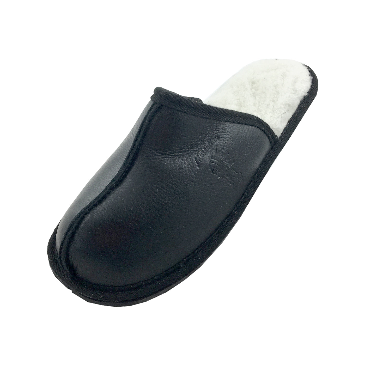 Women&#39;s Genuine Leather & Sheepskin Lined Slip-On Black Slippers – Leather-Moccasins