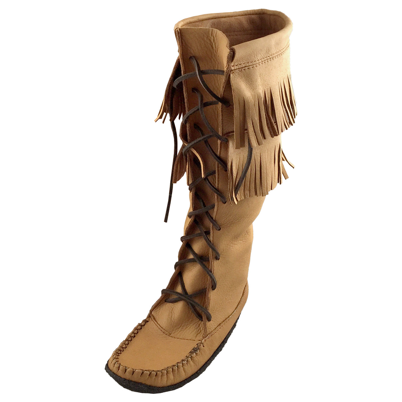 knee high leather moccasins